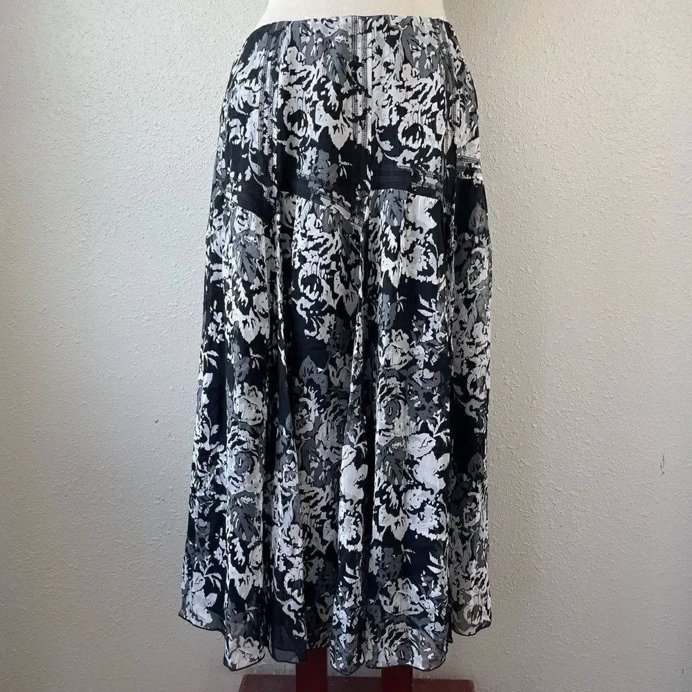 Nine West Silk Midi Skirt Size 8 EUC